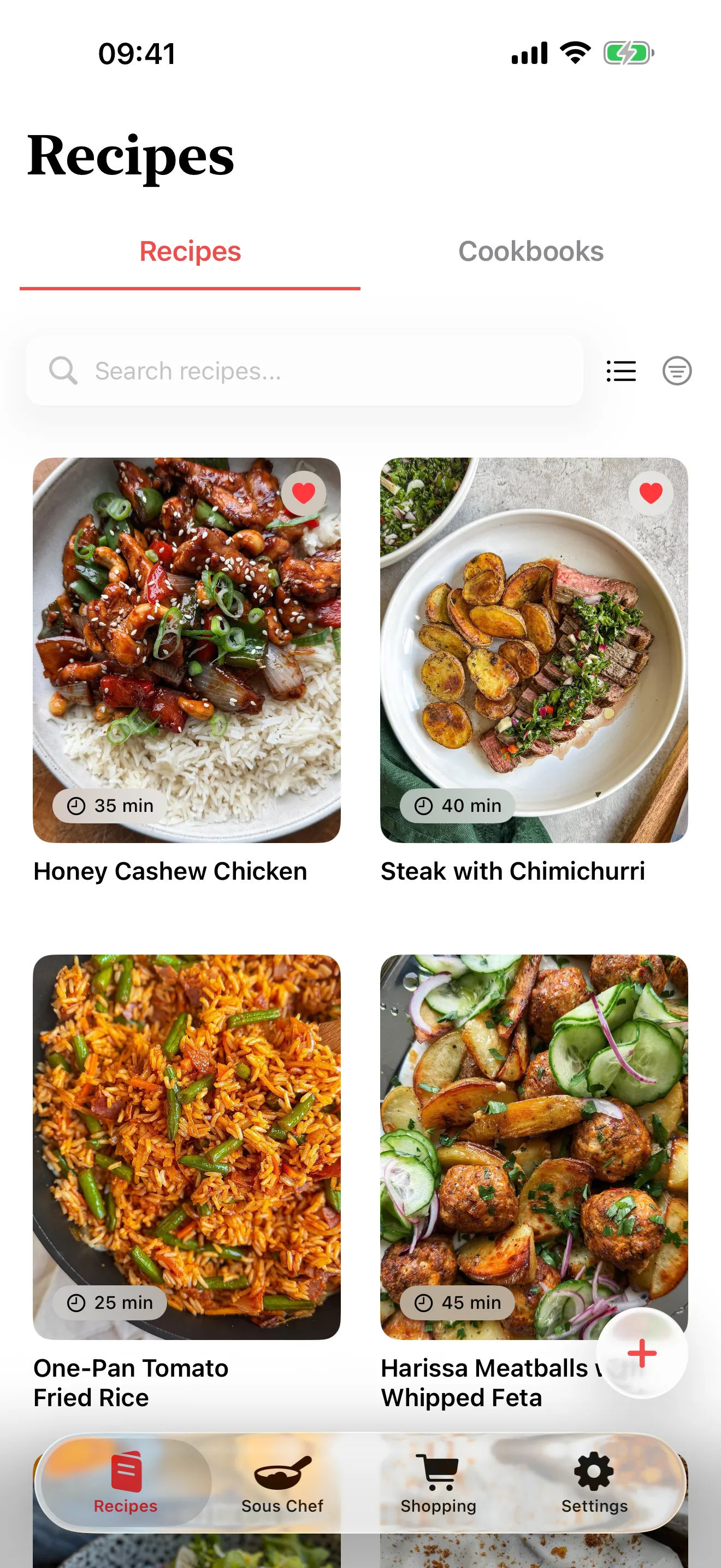 ReelMeal recipe library on iPhone